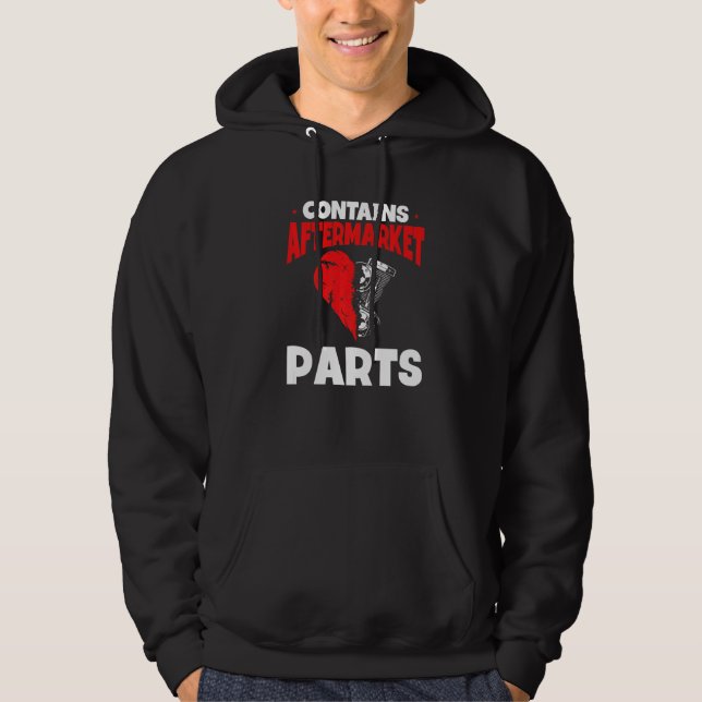 Heart Transplant Survivor Heart Bypass Open Heart  Hoodie (Framsida)