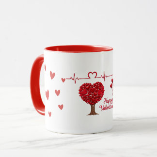 Heart Tree & Heartbeat Valentine's Day Mugg