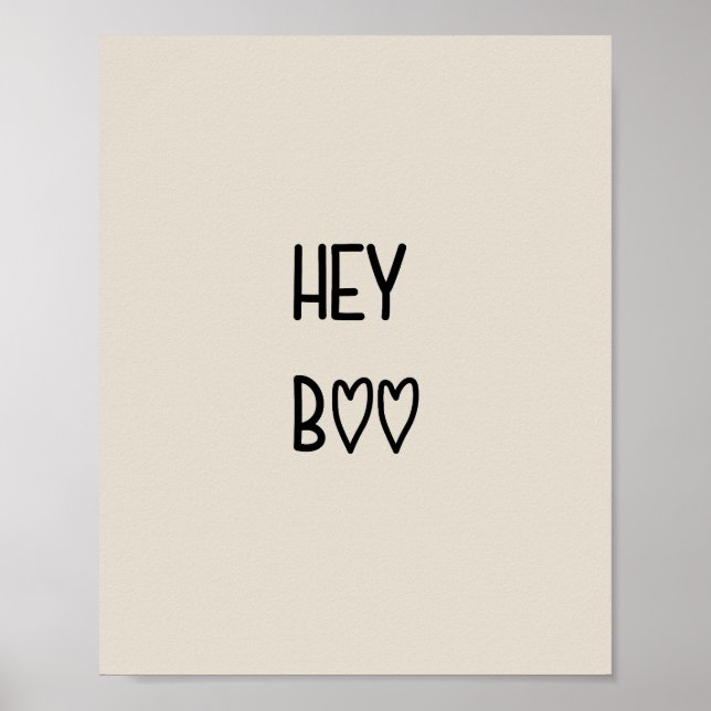Heart Typography Hey Boo Poster (Framsidan)
