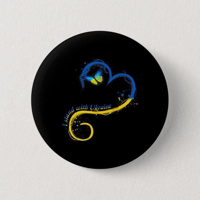 Heart Ukraina Butterfly Ukrainukrainsk Flagga. Knapp (Framsida)