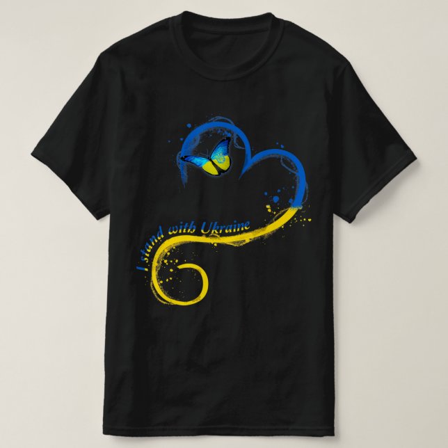 Heart Ukraina Butterfly Ukrainukrainsk Flagga. T Shirt (Design framsida)