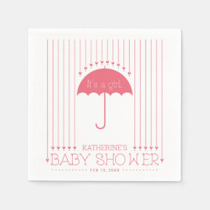 Heart & Umbrella Flickas baby shower pappers ser Pappersservett