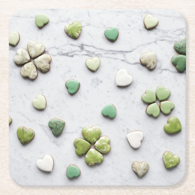 Heart Underlägg Papper Kvadrat (Framsidan)