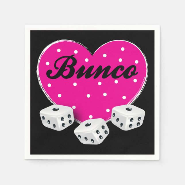Heart Valentine Bunco Rosa with Dice Pappersservett (Framsidan)