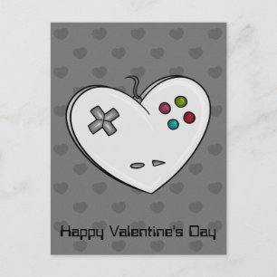 Heart Valentine med Gamer Kärlek Controller Helg Vykort