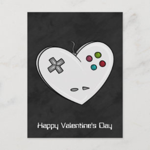 Heart Valentine med Gamer Kärlek Controller Helg Vykort