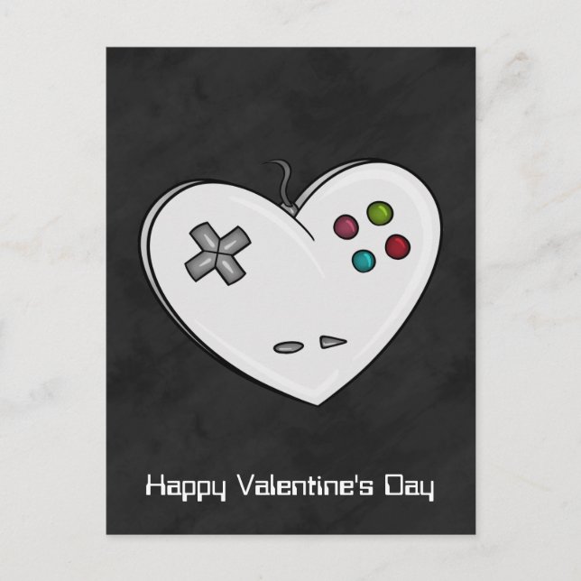 Heart Valentine med Gamer Kärlek Controller Helg Vykort (Framsida)