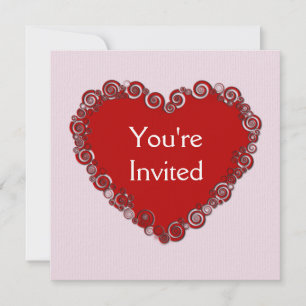 Heart Valentine Party-inbjudan Inbjudningar