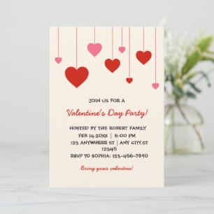 Heart Valentine Red Rosa Valentine Day Party Inbjudningar