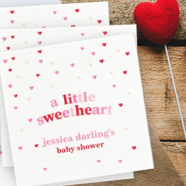 Heart Valentine Theme Flicka Shower Red Rosa Pappersservett (Skapare uppladdad)