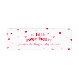 Heart Valentine Theme Flicka Shower Red Rosa Returadress Etikett