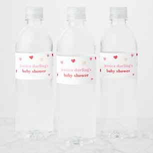 Heart Valentine Theme Flicka Shower Red Rosa Vattenflaska Etikett