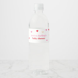 Heart Valentine Theme Flicka Shower Red Rosa Vattenflaska Etikett
