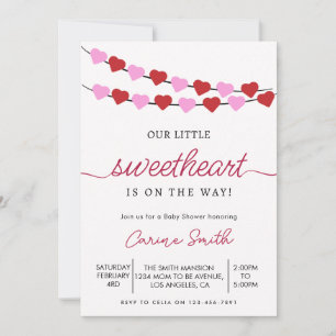 Heart Valentines Baby Shower Inbjudningar