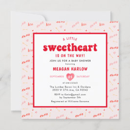 Heart Valentines Day Februari Baby Shower Inbjudningar