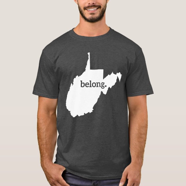 Heart Väster Virginia Belong State Karta T Shirt (Framsida)