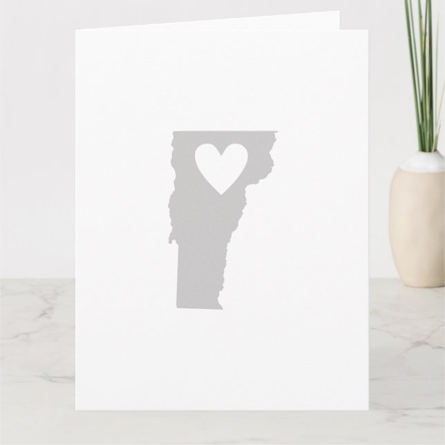 Heart Vermont Shape Grått Vermonter Kärlek Adore Kort (Framsida)
