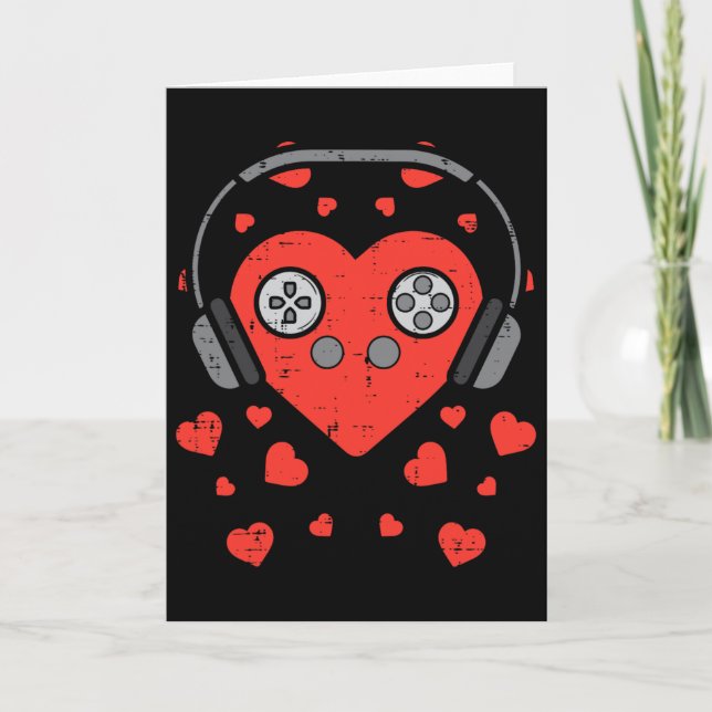 Heart Video Game Valentines day Gamer Boys Manar G Kort (Framsida)