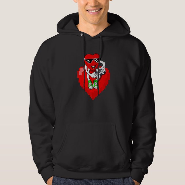 Heart Video Gamer Controller Valentines Day for bo Hoodie (Framsida)