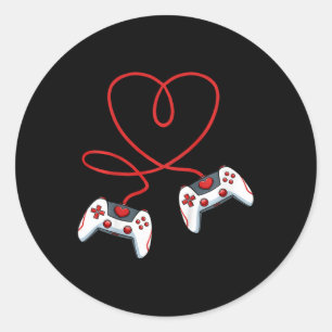 Heart Video-match Controller Valentines day Coola Runt Klistermärke