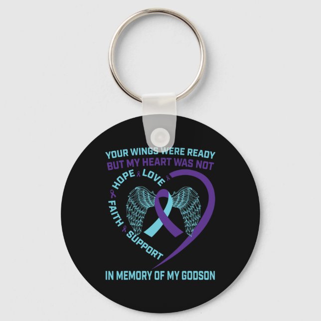 Heart Vingar Ribbon Hope Suicide Awareness Prevent Nyckelring (Framsida)