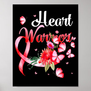 Heart Warrior Butterfly Hjärt Sjukdom Medvetenhet Poster
