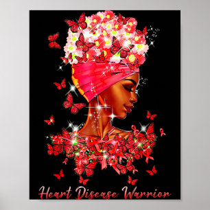 Heart Warrior Fjärilar Kvinnor Rött Hjärt Sjukdom Poster