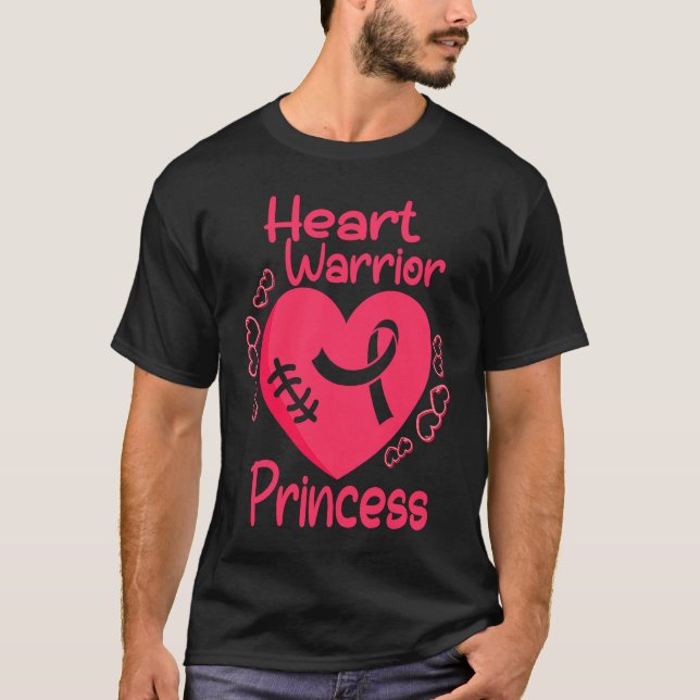Heart Warrior Princess CHD Heart Disease Awareness T Shirt (Framsida)
