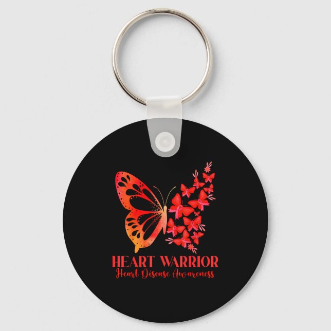 Heart Warrior Red Ribbon Butterfly Heart Disease A Nyckelring (Framsida)