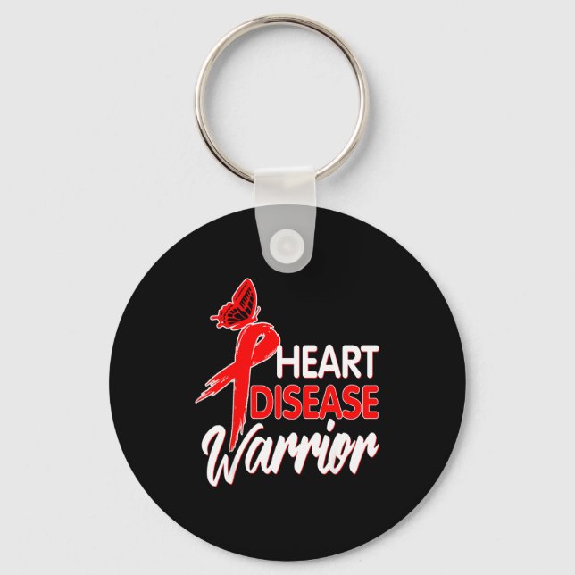 Heart Warrior Shirts Ribbon Red Heart Disease Awar Nyckelring (Framsida)
