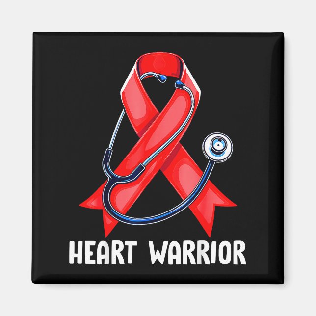 Heart Warrior Stethoscope Red Nurse Heart Disease  Magnet (Framsidan)