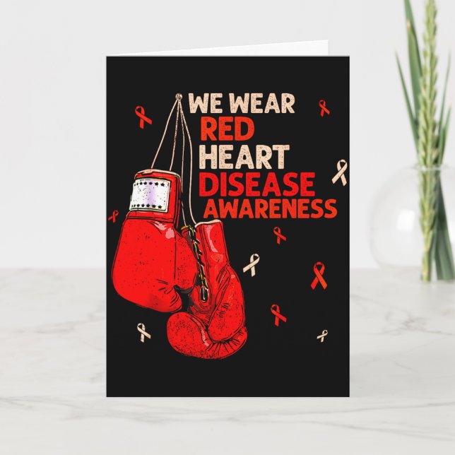Heart Warrior Vi Bär Rött Hjärtsjukdom Medvetenhet Kort (Framsida)