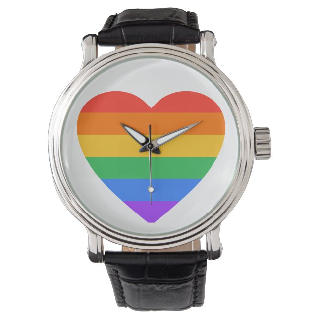 Heart Watch, HGBTQIA Rainbow Heart Armbandsur (Framsida)