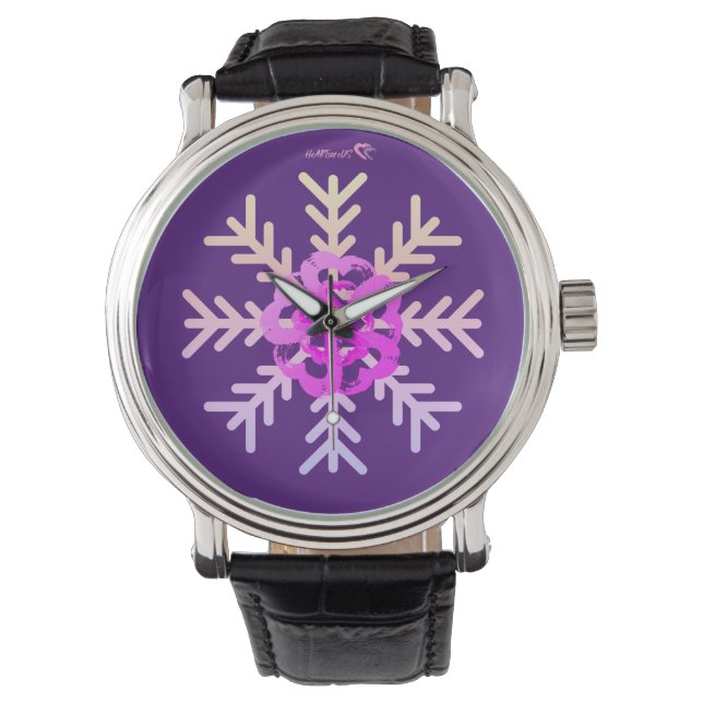Heart Watch Lila Snowflake Watch Armbandsur (Framsida)