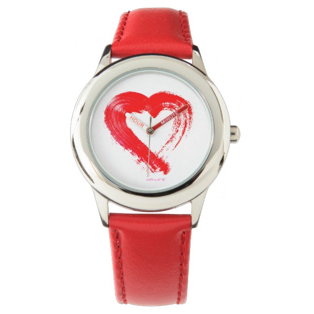 Heart Watch Red Heart Bezel ram Armbandsur (Framsida)