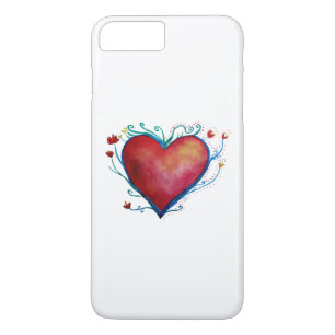 Heart Watercolor Apple iPhone 7 Plus, knappt där