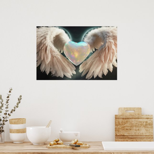 *~* Heart White Angel Vingar AP78 Opal Poster (Kök)