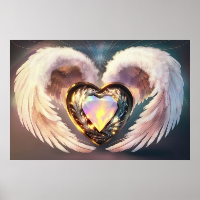*~* Heart White Angel Vingar AP78 Opal Topaz Poster (Framsidan)