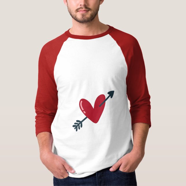Heart With Arrow Valentine Minimal T-Shirt (Framsida)