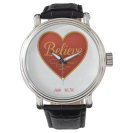 Heart with Believe in Gold Armbandsur