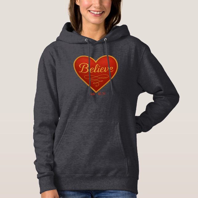 Heart with Believe in Gold T Shirt (Framsida)
