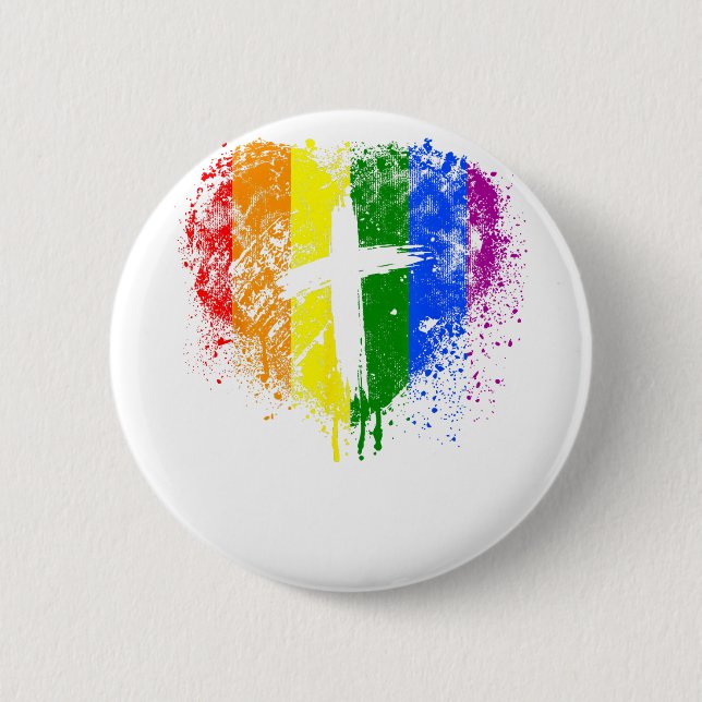 Heart with cross, Gay Pride, Christian religious Knapp (Framsida)