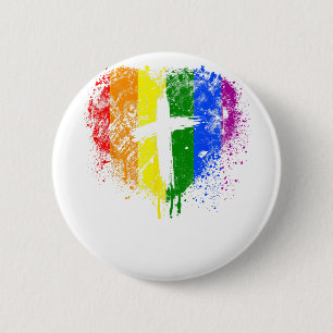 Heart with cross, Gay Pride, Christian religious Knapp