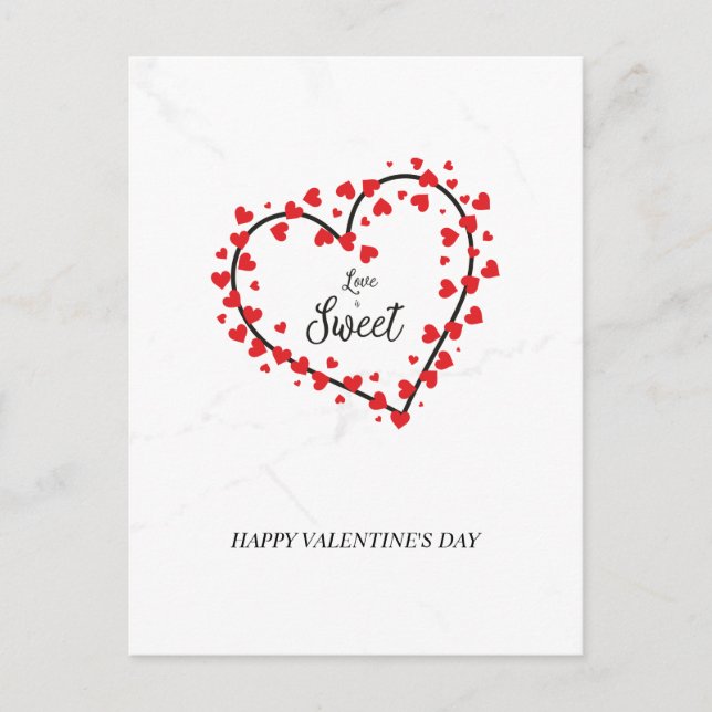 Heart with Hearts Love is Sweet Quote Design Meddelande Vykort (Framsida)