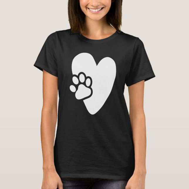 Heart with Paw Pet Design for Puppies Dogs Lovers  T Shirt (Framsida)