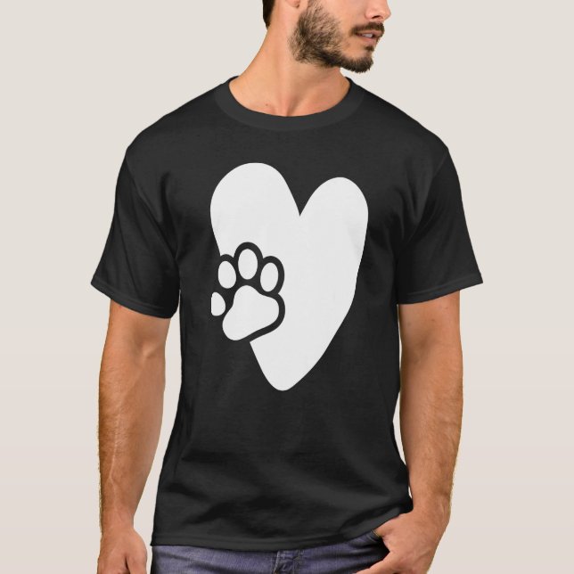 Heart with Paw Pet Design for Puppies Dogs Lovers  T Shirt (Framsida)
