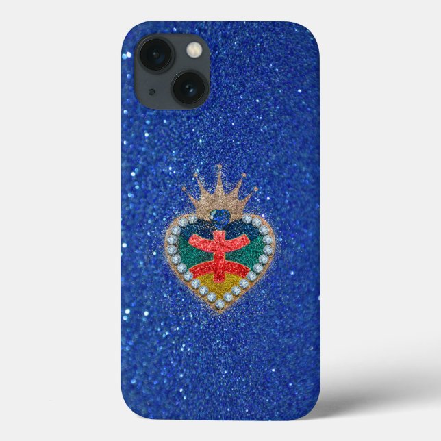 heart with the Amazigh flag in a bright glitter (Baksida)