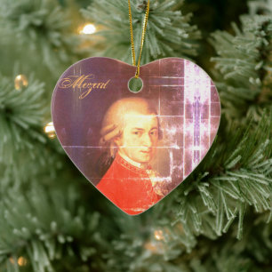 ♥ Heart Wolfgang Amadeus Mozart Herz ♥ Julgransprydnad Keramik
