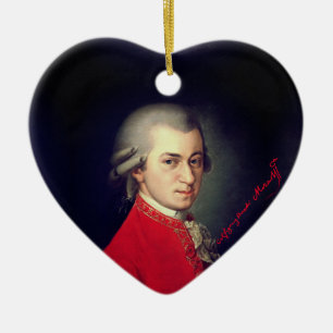 ♥ Heart Wolfgang Amadeus Mozart med namnteckning ♥ Julgransprydnad Keramik