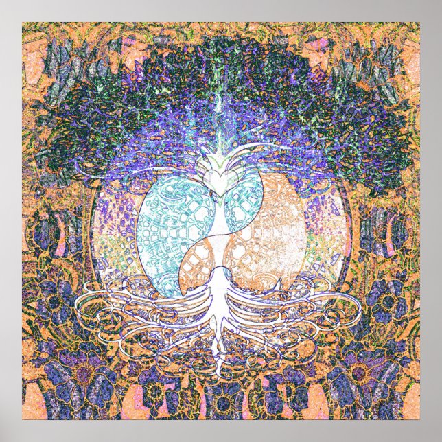 Heart, yin yang, livets träd av Amelia Carrie Poster (Framsidan)